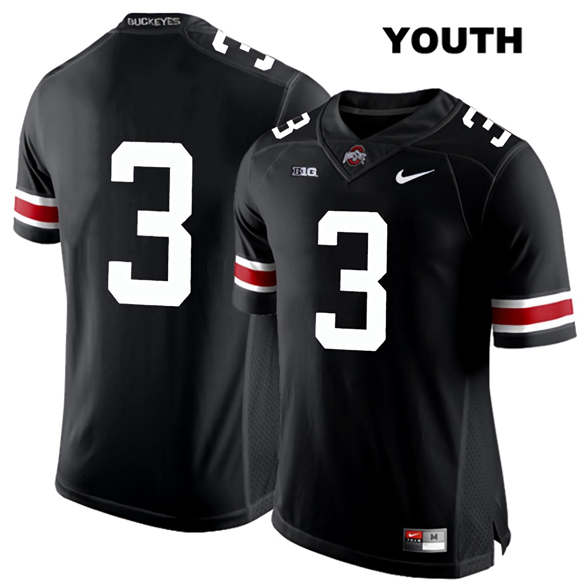 Quinn Ewers Ohio State Buckeyes Youth NCAA #3 No Name Black White Number College Stitched Football Jersey UYC8156AJ